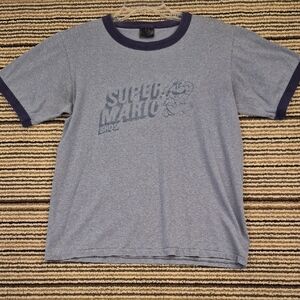 SUPER MARIO BROS Changes Cotton Single Stitch Grey Blue‎ T Shirt Mens Medium VTG